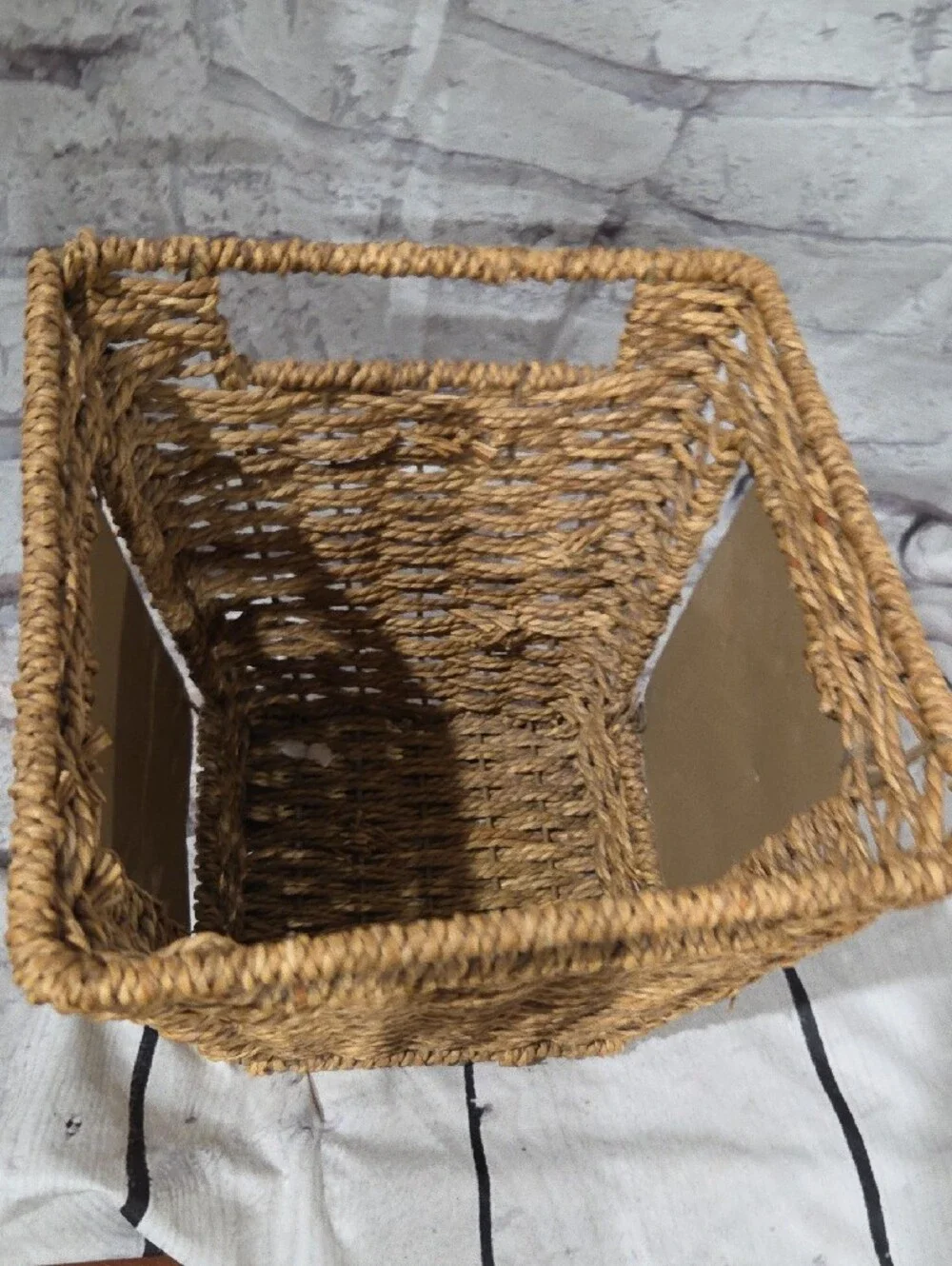 Woven Seagrass Decorative Basket with White Tulip Accent